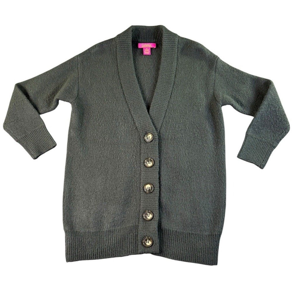 Catherine Malandrino Button Front Slouchy Cozy Cardigan Heather Graphite Size XS